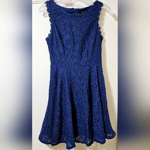 City Studio Blue Floral Lace Dress Juniors Size Small
